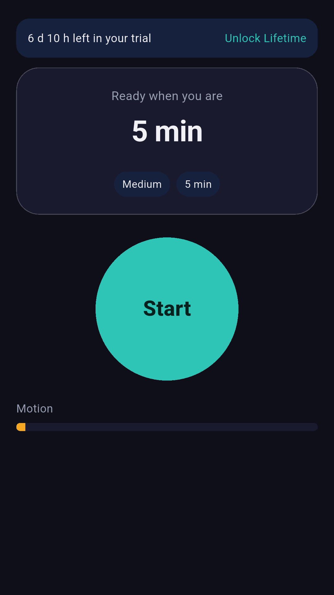 MorpheusGoAway home screen with Start